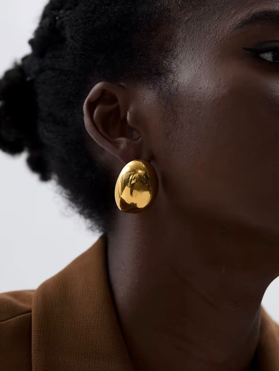 Gold Dome Stud Earrings