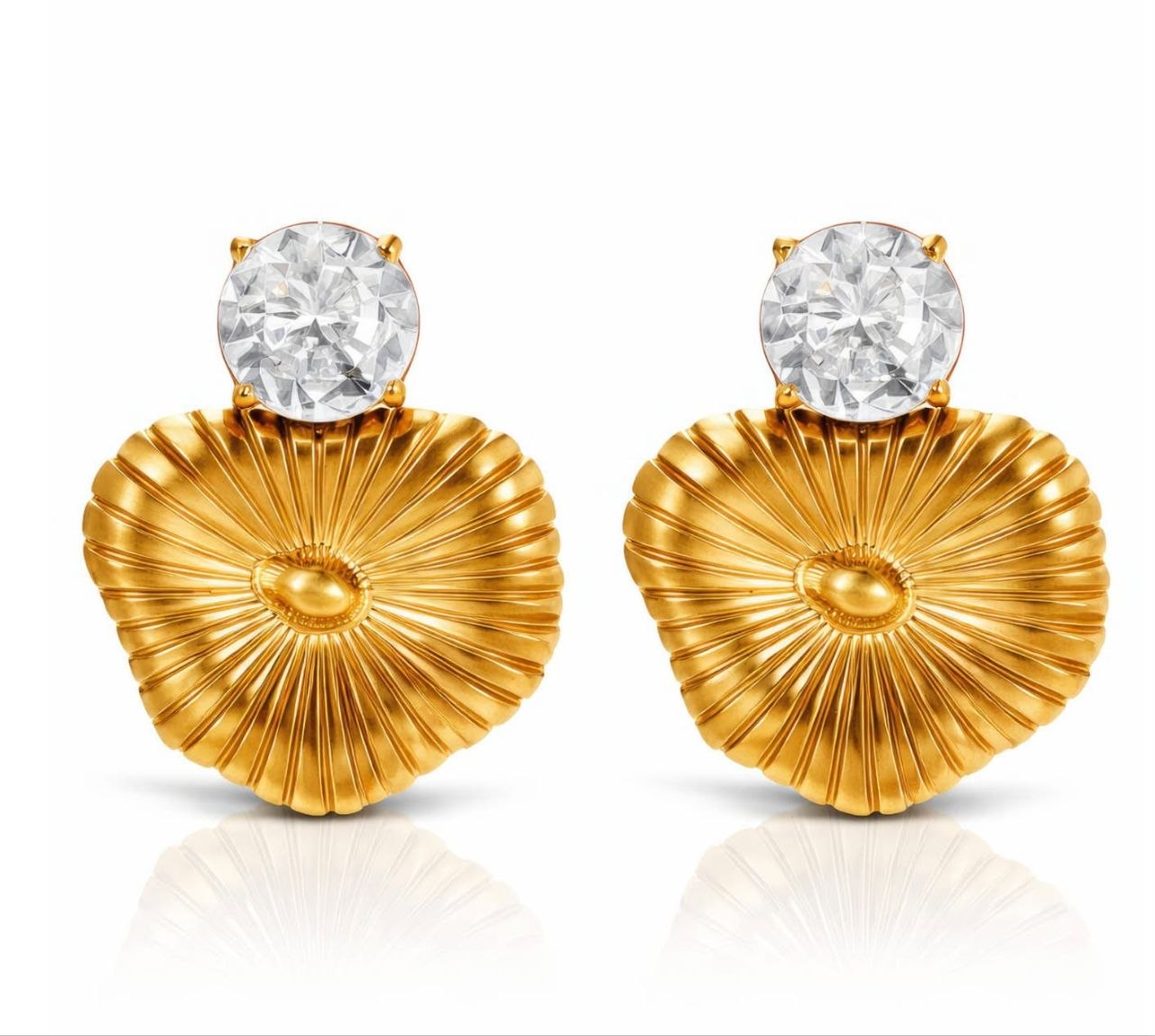Gold textured circular drop earrings