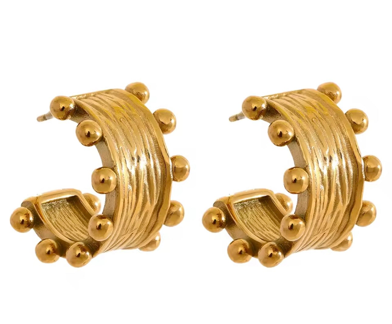 C shape hoop earrings 18k Gold plated