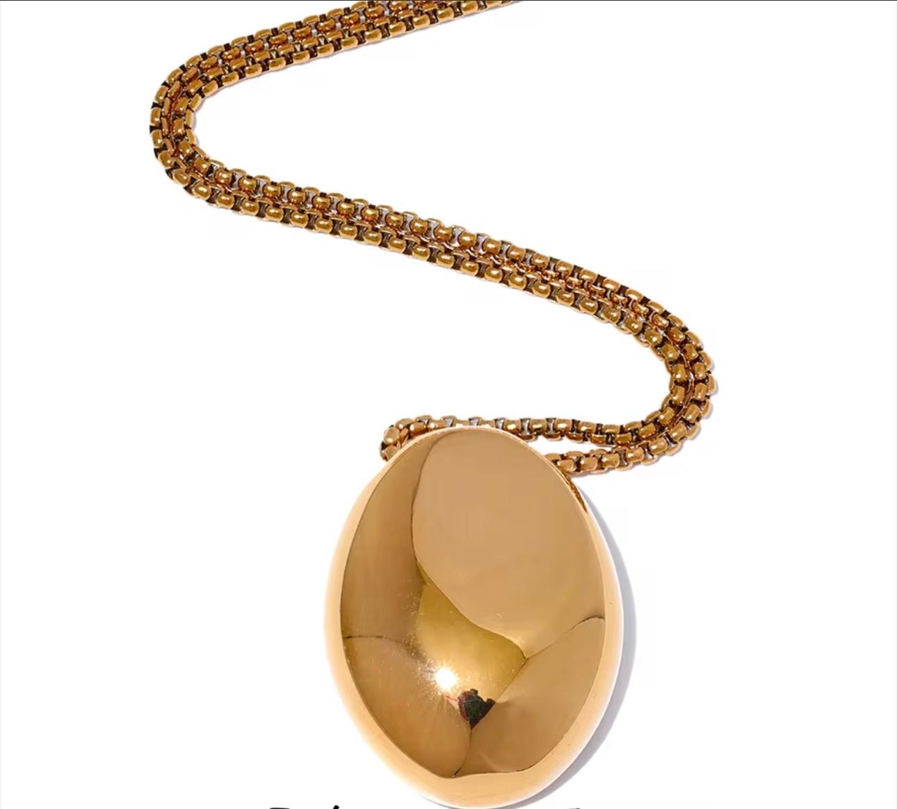 Gold Dome Pendant Necklace