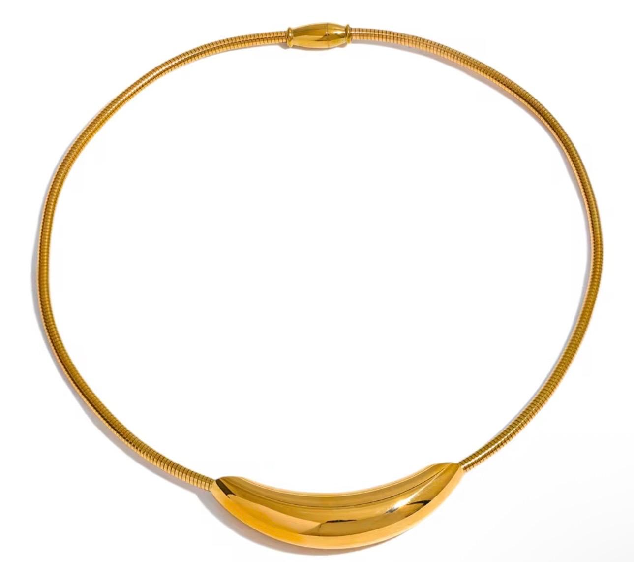 Gold Crescent Choker Necklace