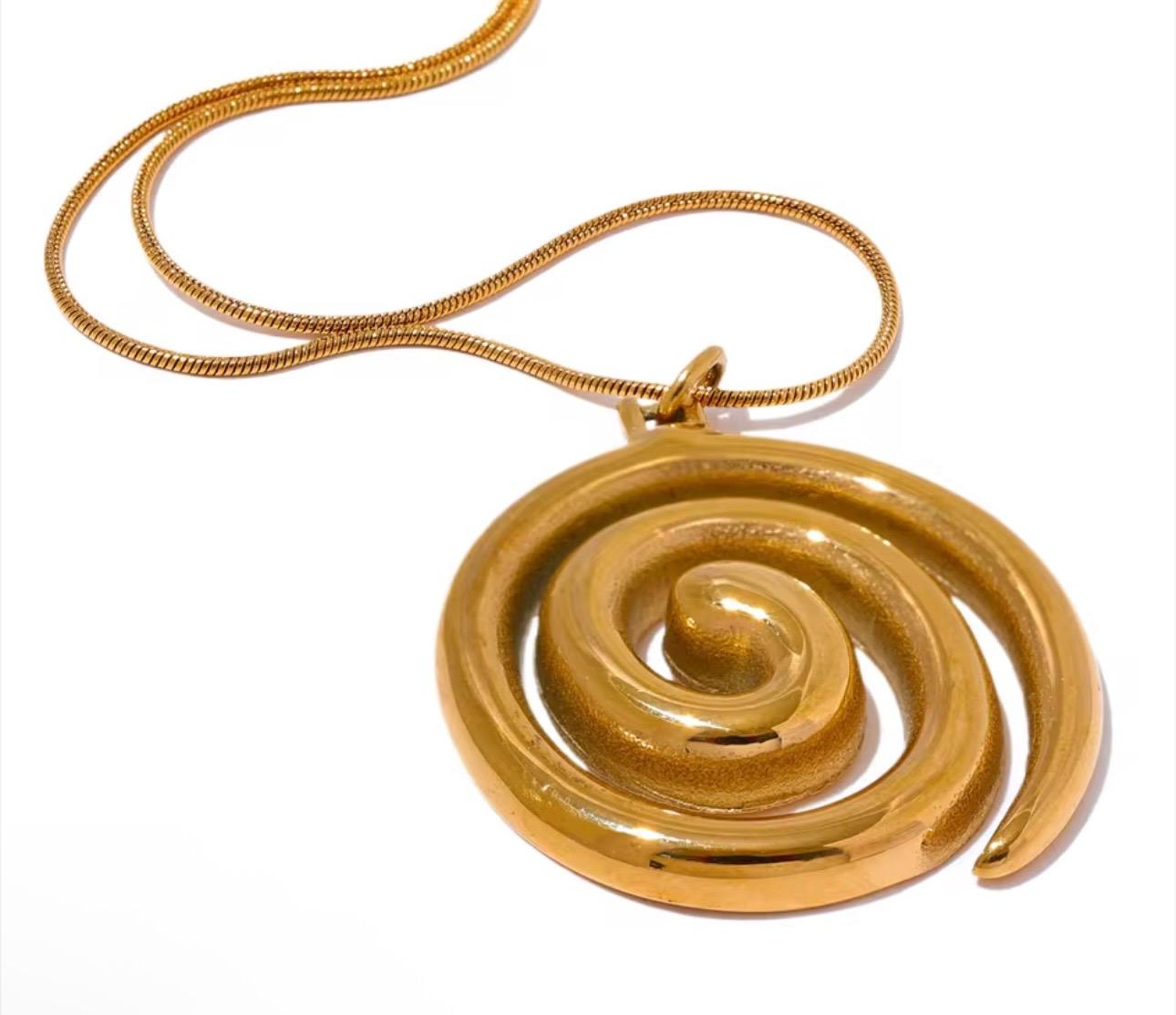 Gold Spiral Pendant Necklace
