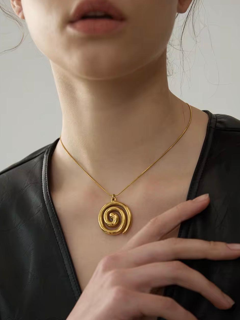Gold Spiral Pendant Necklace