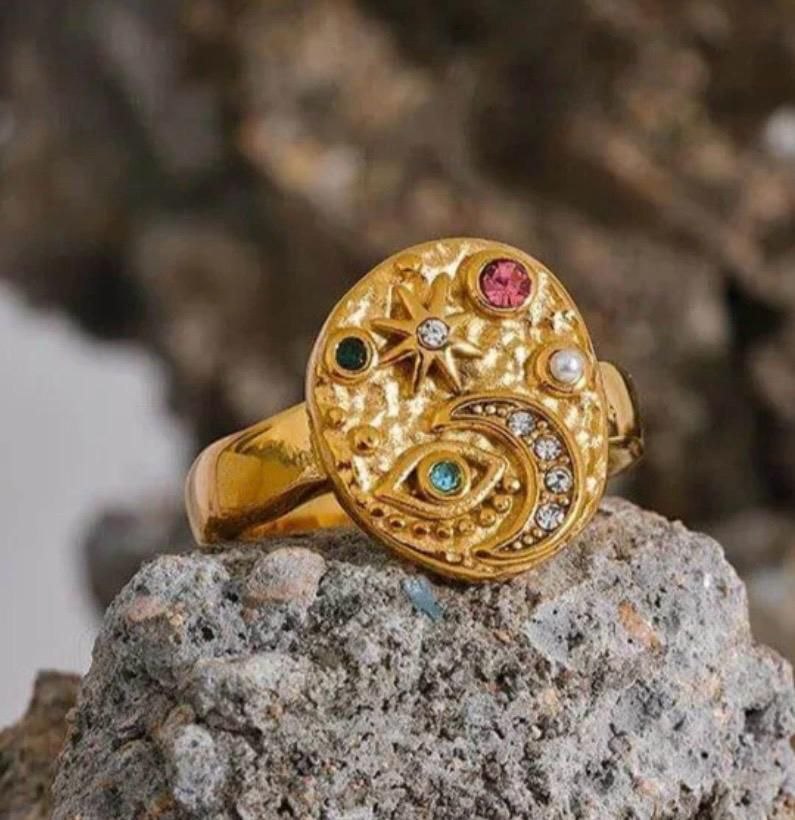Gold Celestial Evil Eye Ring