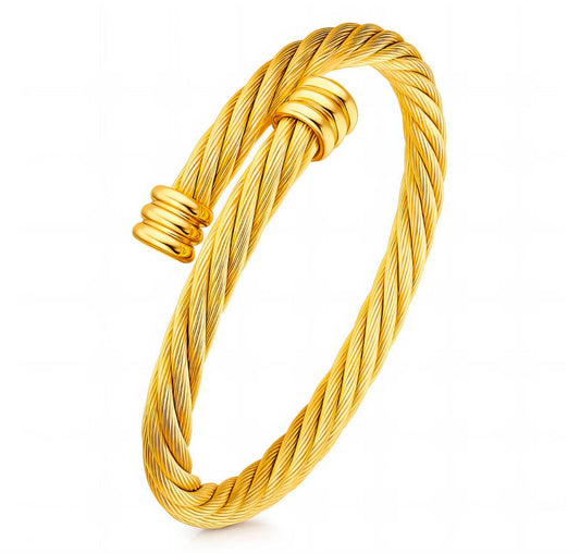 Gold Twisted Cable Cuff Bracelet