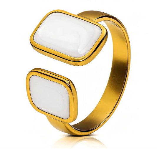Gold Double Stone Open Ring