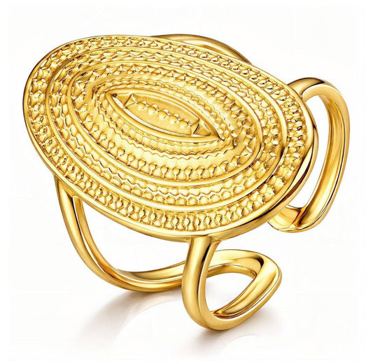 Gold Oval Eye Statement Ring