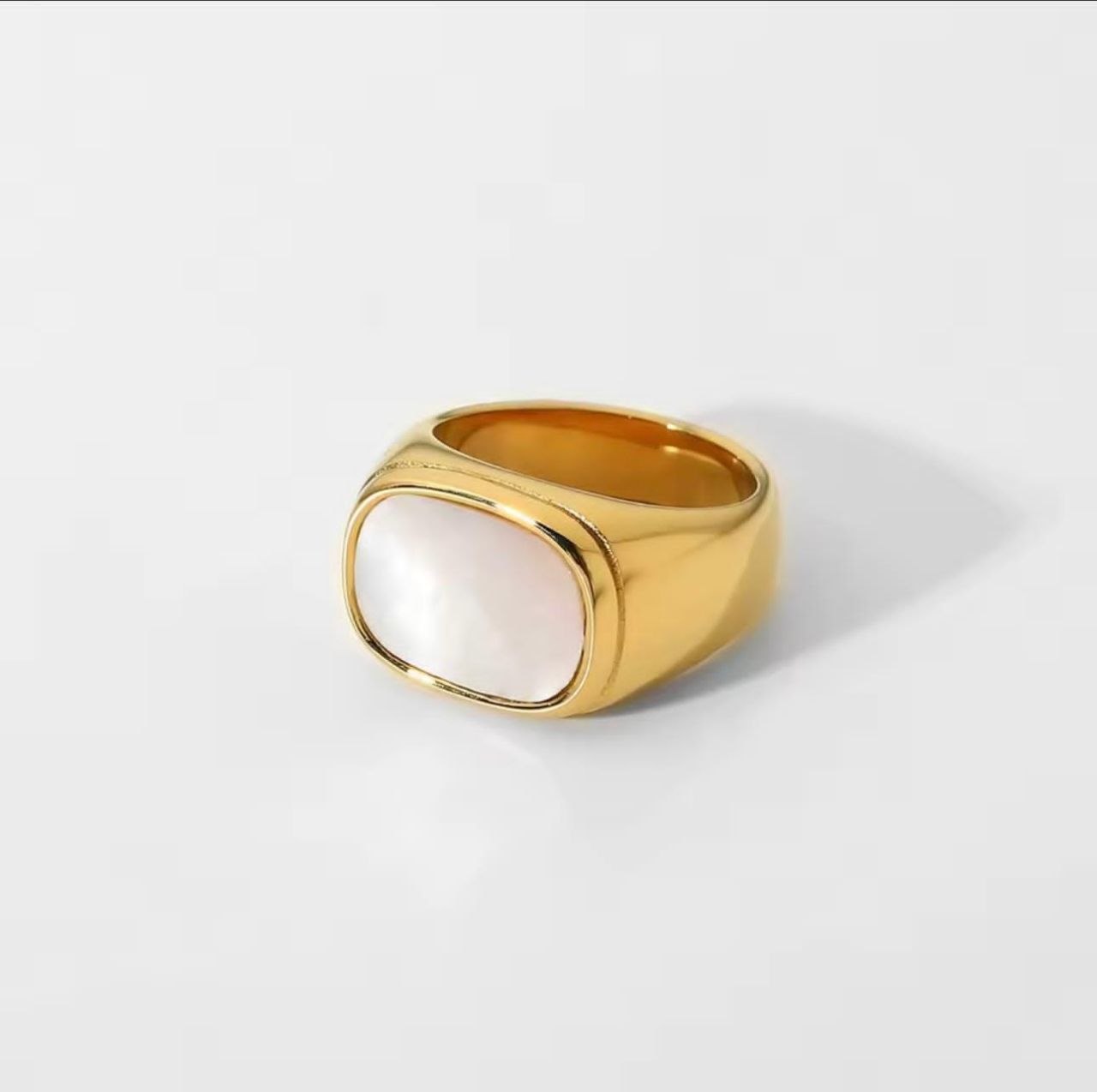 Gold Mother of Pearl Signet Ring